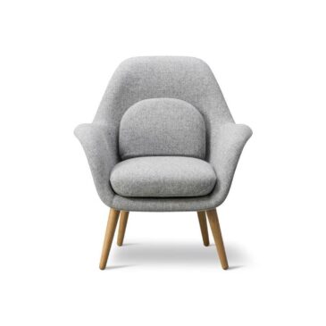 Fredericia SWOON LOUNGE PETIT armchair, grey/oiled oak