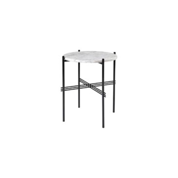 GUBI TS -sivupöytä Ø40cm, valkoinen marmori/musta