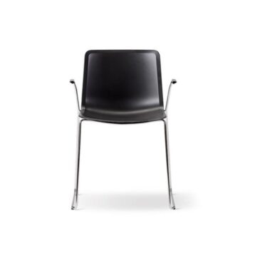 Fredericia PATO armchair, sledge base, black/chrome