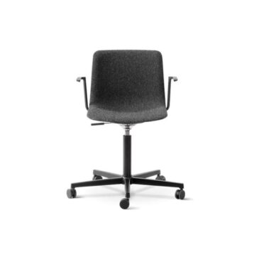 Fredericia PATO office armchair, dark grey/black, fully upholstered