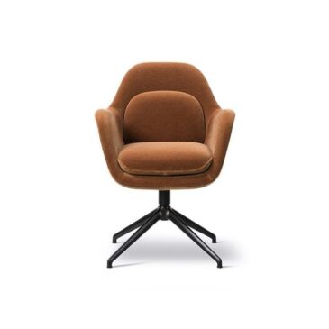 Fredericia SWOON chair, swivel base, brown/black