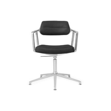 Vipp 453 SWIVEL+-työtuoli, musta nahka/kiillotettu alumiini – Designsuosikki