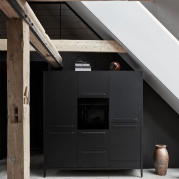 Vipp V1 kitchen tall module, 3 units, black